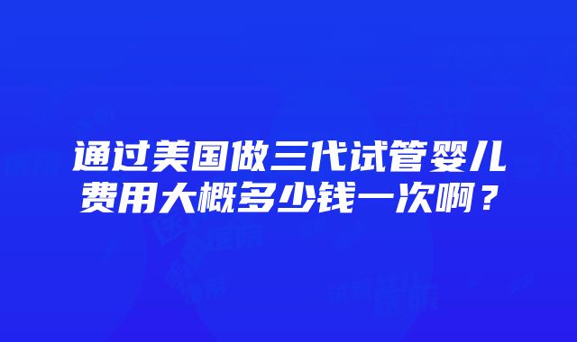 通过美国做三代试管婴儿费用大概多少钱一次啊？