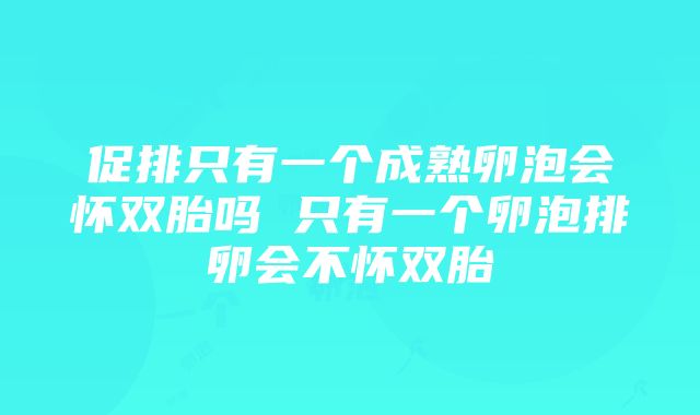 促排只有一个成熟卵泡会怀双胎吗 只有一个卵泡排卵会不怀双胎