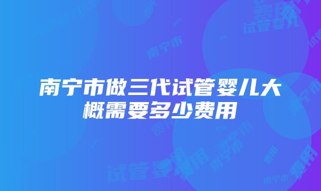 南宁市做三代试管婴儿大概需要多少费用