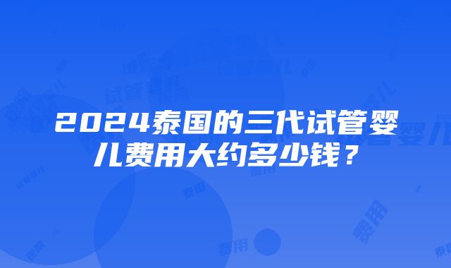 2024泰国的三代试管婴儿费用大约多少钱？