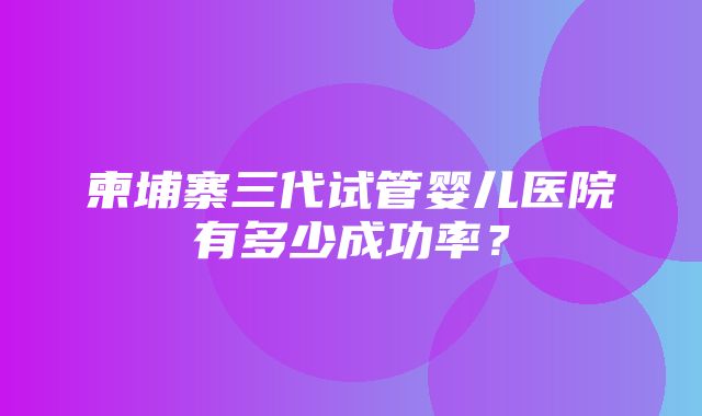 柬埔寨三代试管婴儿医院有多少成功率？