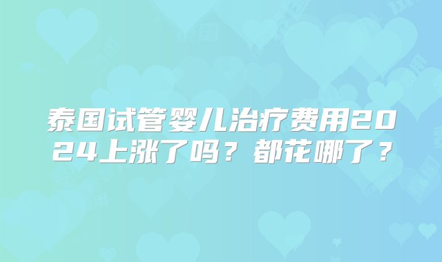 泰国试管婴儿治疗费用2024上涨了吗？都花哪了？