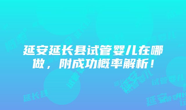 延安延长县试管婴儿在哪做，附成功概率解析！