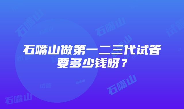 石嘴山做第一二三代试管要多少钱呀？