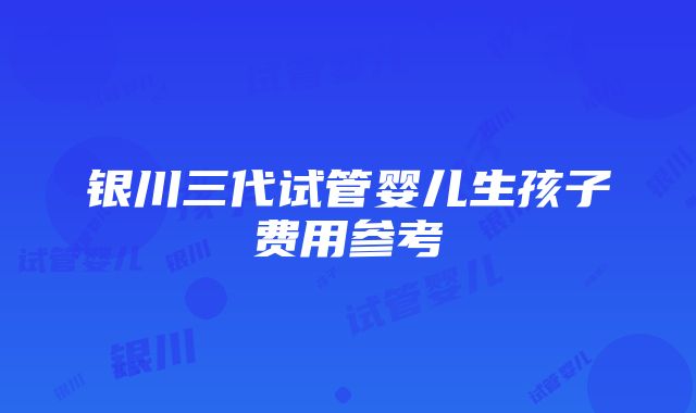 银川三代试管婴儿生孩子费用参考