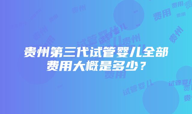 贵州第三代试管婴儿全部费用大概是多少？