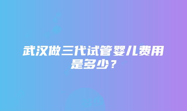 武汉做三代试管婴儿费用是多少？