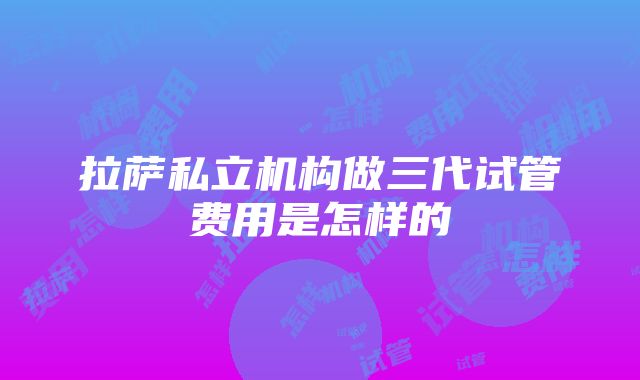 拉萨私立机构做三代试管费用是怎样的