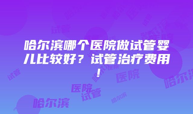 哈尔滨哪个医院做试管婴儿比较好？试管治疗费用！