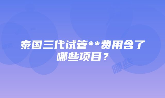 泰国三代试管**费用含了哪些项目？