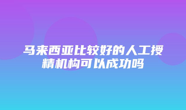 马来西亚比较好的人工授精机构可以成功吗