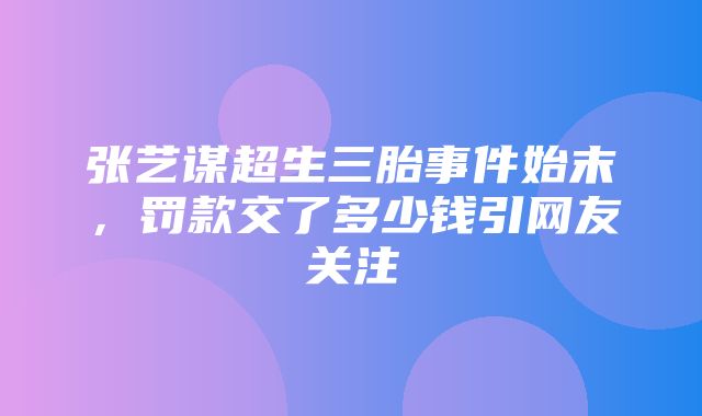 张艺谋超生三胎事件始末，罚款交了多少钱引网友关注