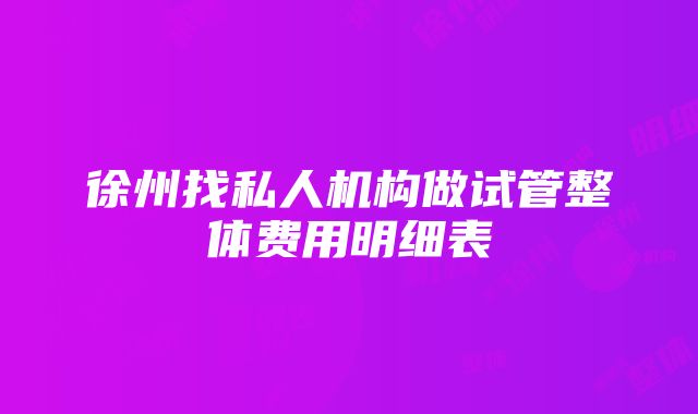 徐州找私人机构做试管整体费用明细表