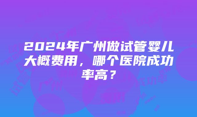 2024年广州做试管婴儿大概费用，哪个医院成功率高？