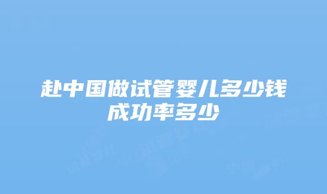 赴中国做试管婴儿多少钱成功率多少