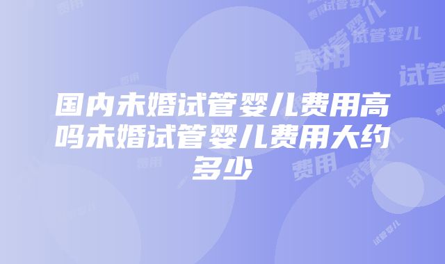 国内未婚试管婴儿费用高吗未婚试管婴儿费用大约多少