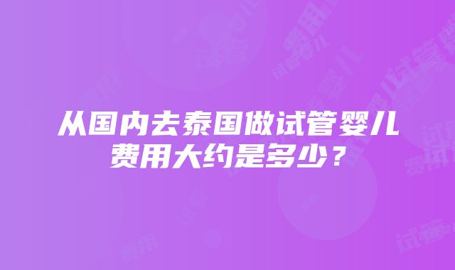 从国内去泰国做试管婴儿费用大约是多少？