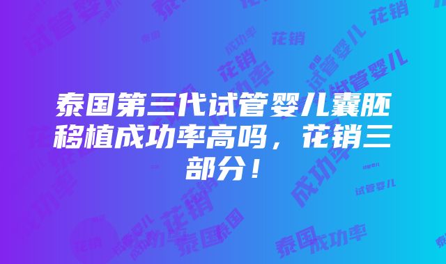 泰国第三代试管婴儿囊胚移植成功率高吗，花销三部分！