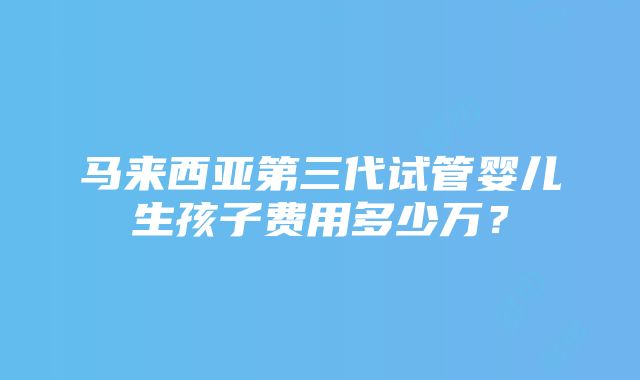 马来西亚第三代试管婴儿生孩子费用多少万？