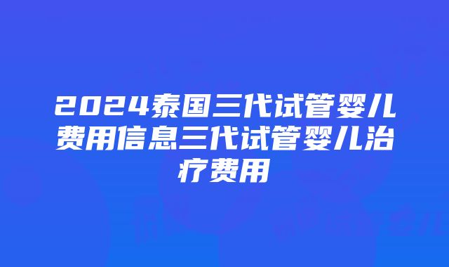 2024泰国三代试管婴儿费用信息三代试管婴儿治疗费用