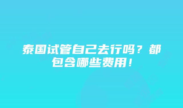 泰国试管自己去行吗？都包含哪些费用！