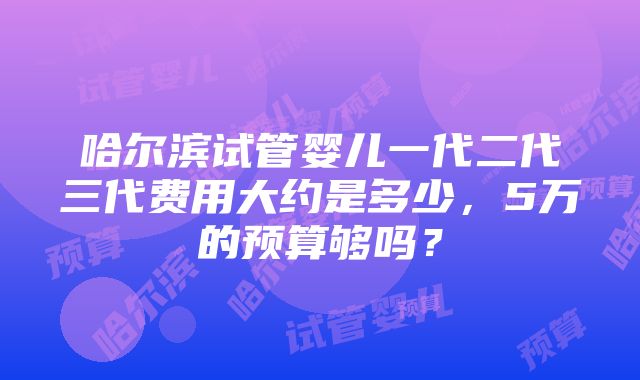 哈尔滨试管婴儿一代二代三代费用大约是多少，5万的预算够吗？