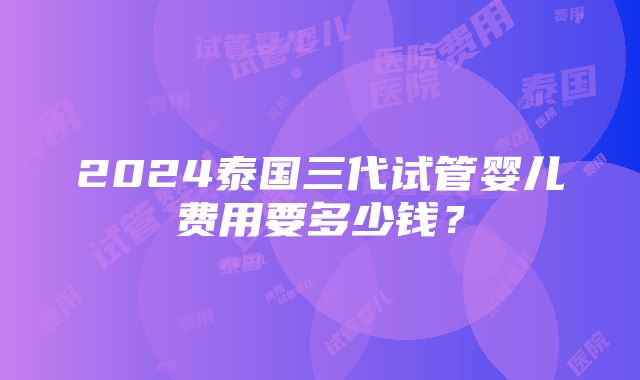 2024泰国三代试管婴儿费用要多少钱？