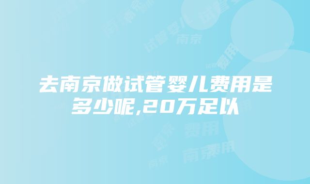 去南京做试管婴儿费用是多少呢,20万足以