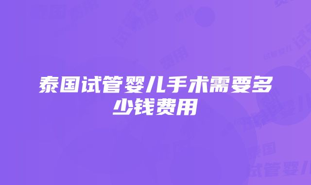 泰国试管婴儿手术需要多少钱费用