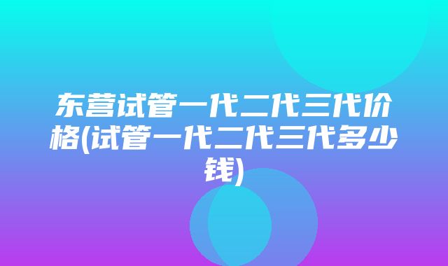 东营试管一代二代三代价格(试管一代二代三代多少钱)