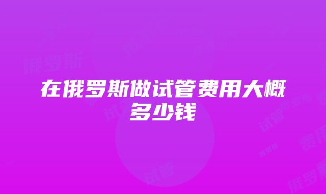 在俄罗斯做试管费用大概多少钱