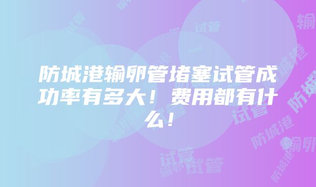 防城港输卵管堵塞试管成功率有多大！费用都有什么！