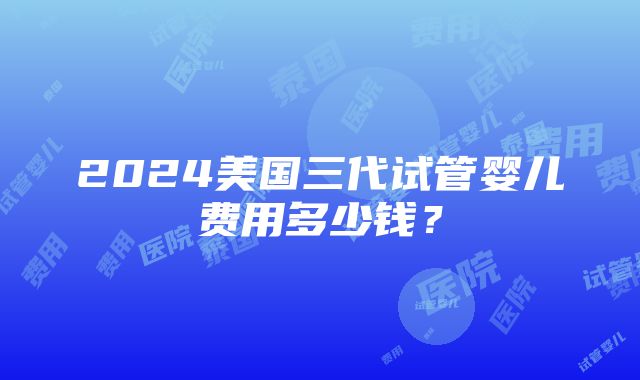 2024美国三代试管婴儿费用多少钱？