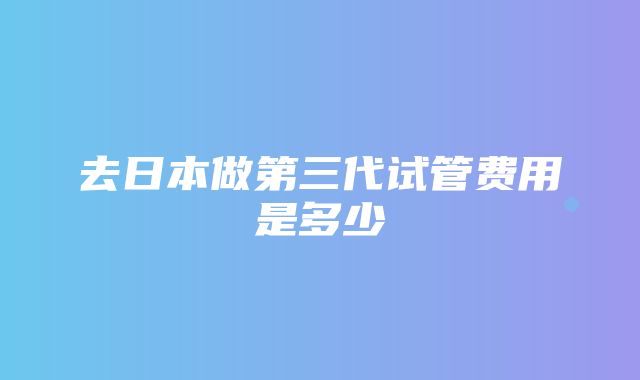 去日本做第三代试管费用是多少