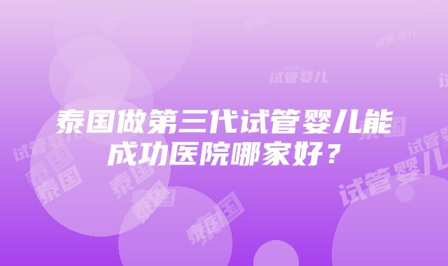 泰国做第三代试管婴儿能成功医院哪家好？