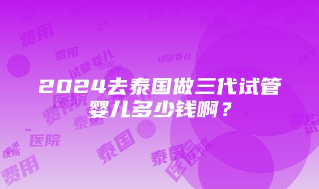 2024去泰国做三代试管婴儿多少钱啊？