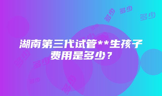 湖南第三代试管**生孩子费用是多少？