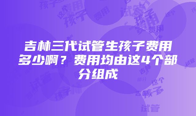 吉林三代试管生孩子费用多少啊？费用均由这4个部分组成