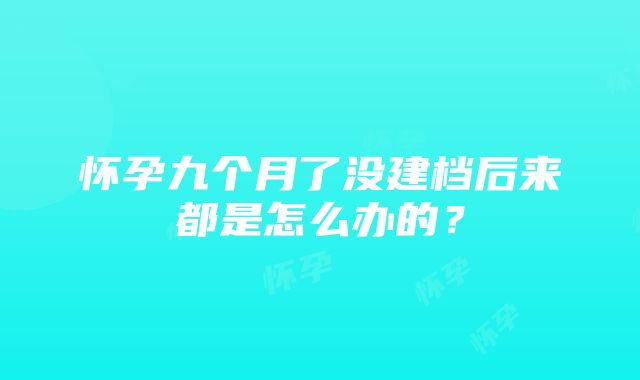 怀孕九个月了没建档后来都是怎么办的？