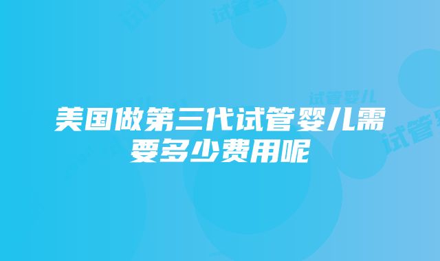 美国做第三代试管婴儿需要多少费用呢