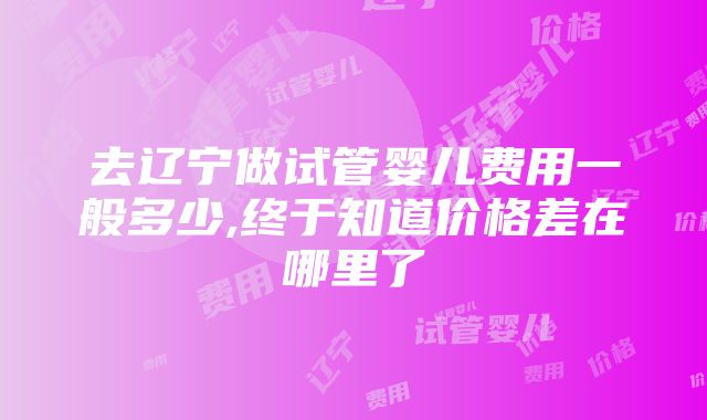 去辽宁做试管婴儿费用一般多少,终于知道价格差在哪里了