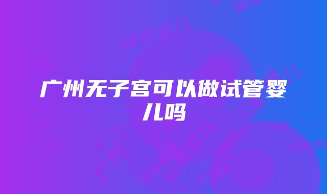 广州无子宫可以做试管婴儿吗