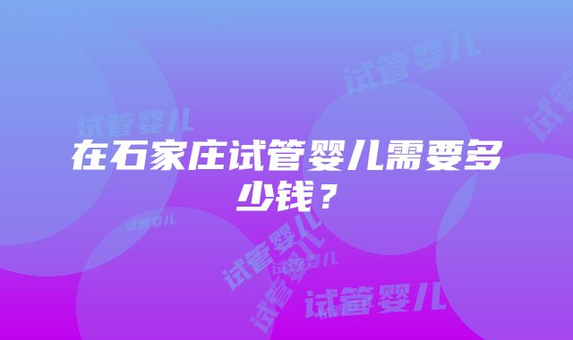 在石家庄试管婴儿需要多少钱？