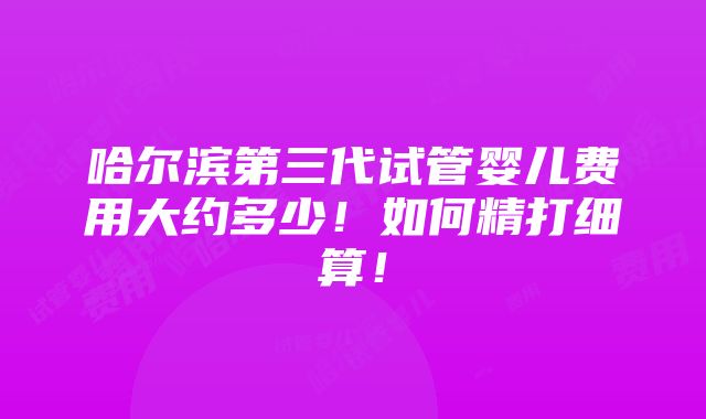 哈尔滨第三代试管婴儿费用大约多少！如何精打细算！