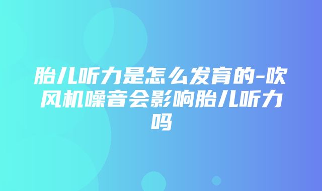 胎儿听力是怎么发育的-吹风机噪音会影响胎儿听力吗