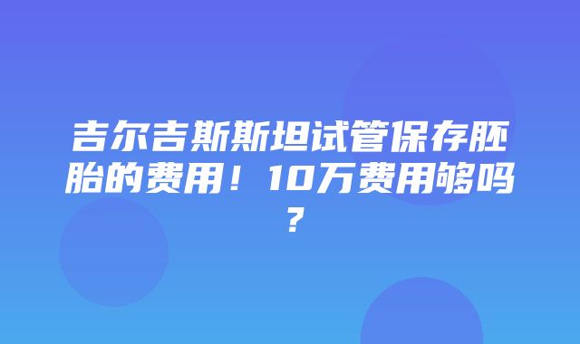 吉尔吉斯斯坦试管保存胚胎的费用！10万费用够吗？