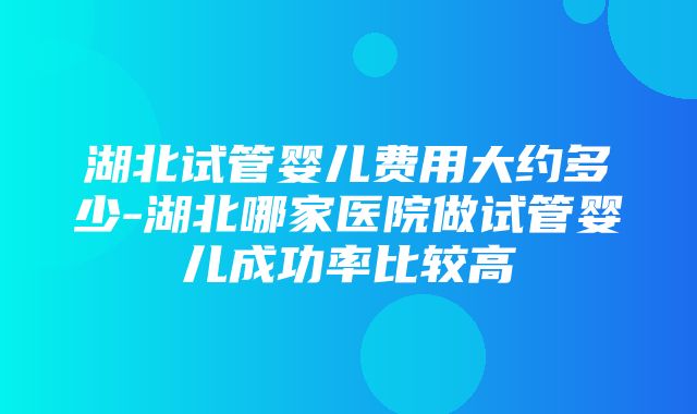 湖北试管婴儿费用大约多少-湖北哪家医院做试管婴儿成功率比较高