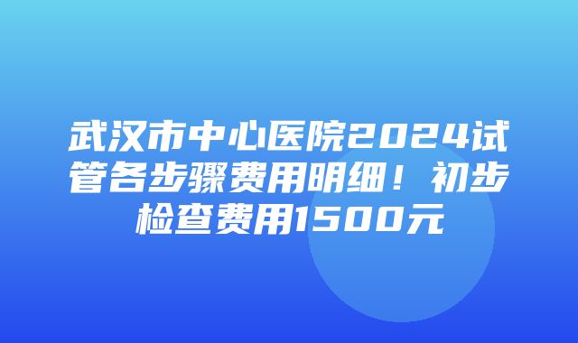 武汉市中心医院2024试管各步骤费用明细！初步检查费用1500元