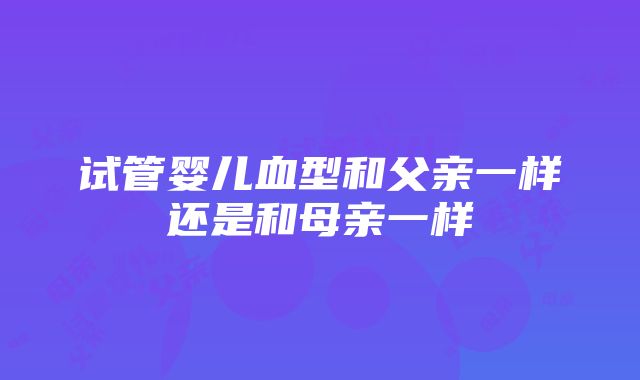 试管婴儿血型和父亲一样还是和母亲一样