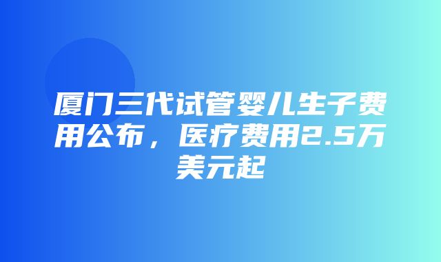 厦门三代试管婴儿生子费用公布，医疗费用2.5万美元起